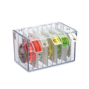 Stack-n-Connect Label Dispenser, 10-Roll (Includes 9 Dividers) • Accommodates 500- and 1000-Label Rolls • 8.25"W x 5.5"D x 5"H Stack-n-Connect Label Dispenser, 10-Roll (Includes 9 Dividers) • Accommodates 500- and 1000-Label Rolls • 8.25"W x 5.5"D x 5"H