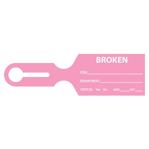 Tray Tag 2.5"W x 8.5"L, "BROKEN" • Pink Tray Tag 2.5"W x 8.5"L, "BROKEN" • Pink