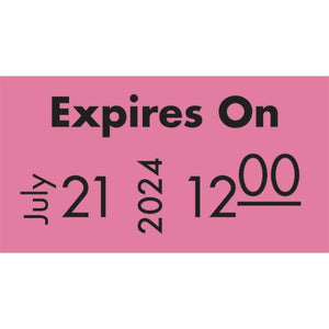 “Expires On” Labels • Dispenser Roll • 2,500/roll, 8 rolls • Fluorescent Pink “Expires On” Labels • Dispenser Roll • 2,500/roll, 8 rolls • Fluorescent Pink