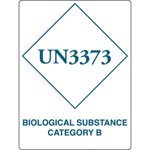 "UN3373 BIOLOGICAL SUBSTANCE CATEGORY B" Label • 3"W x 4"H