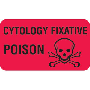 Marketlab Miscellaneous Medication Label Tape, "CYTOLOGY FIXATIVE POISON" • Red with black text and skull & cross bones (1) • 1.75"W x 1"H Marketlab Miscellaneous Medication Label Tape, "CYTOLOGY FIXATIVE POISON" • Red with black text and skull & cross bones (1) • 1.75"W x 1"H
