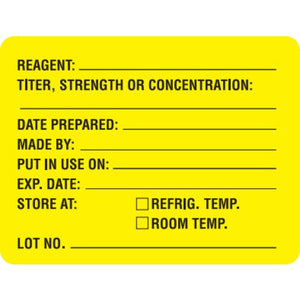 Reagent Labels, Reagent Label • Yellow Reagent Labels, Reagent Label • Yellow