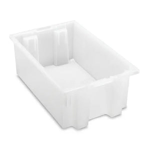 Nesting and Stacking Totes 11"W x 18"L x 6"H • Semi Clear Nesting and Stacking Totes 11"W x 18"L x 6"H • Semi Clear