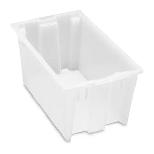 Nesting and Stacking Totes 11"W x 18"L x 9"H • Semi Clear Nesting and Stacking Totes 11"W x 18"L x 9"H • Semi Clear
