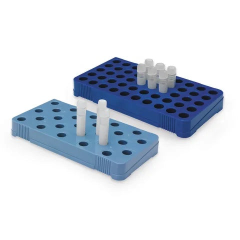 Easy-Turn Cryogenic Vial Wells, 50-Well • Blue • 7.75"L x 4.13"W x 1"H