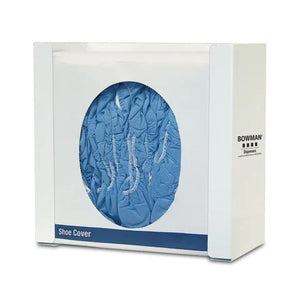 Bouffant Cap/Shoe Cover Dispenser, White Coated Steel • 10.06"W x 5.31"D x 10"H Bouffant Cap/Shoe Cover Dispenser, White Coated Steel • 10.06"W x 5.31"D x 10"H