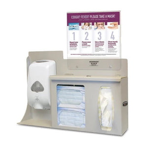 Bowman Single-Lock Touchless Hygiene Center with Sign, ABS • Beige • Landscape Bowman Single-Lock Touchless Hygiene Center with Sign, ABS • Beige • Landscape