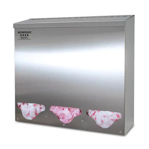 Top & Front Dispensing Bulk Dispenser, Triple • Tall • Stainless • 18.21"W x 5.75"D x 17.91"H Top & Front Dispensing Bulk Dispenser, Triple • Tall • Stainless • 18.21"W x 5.75"D x 17.91"H