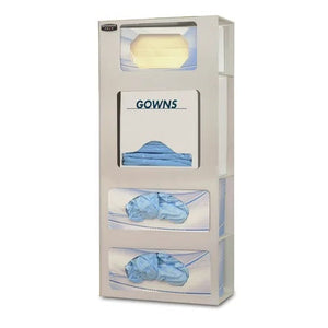 Bowman ABS Triple Face Mask and Single Face Shield Dispenser • 10.63"W x 5"D x 25.25"H, Quartz Beige Bowman ABS Triple Face Mask and Single Face Shield Dispenser • 10.63"W x 5"D x 25.25"H, Quartz Beige