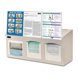 Bowman ABS Triple Surgical Mask Dispenser, With Three Sign Holders • 26.5"W x 10.69"D x 20.69"H Bowman ABS Triple Surgical Mask Dispenser, With Three Sign Holders • 26.5"W x 10.69"D x 20.69"H