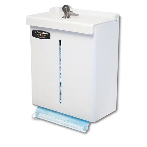 Short Locking Bulk Face Mask Dispenser, ABS • White