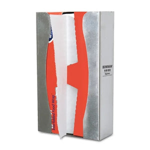 Bowman Wax Paper Dispenser, Stainless Steel • 6.06"W x 2.62"D x 10.29"H Bowman Wax Paper Dispenser, Stainless Steel • 6.06"W x 2.62"D x 10.29"H
