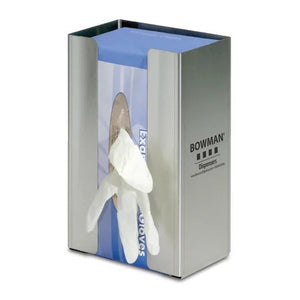 Bowman Stainless Steel Glove Box Dispenser, Single • 6.5"W x 3.8"D x 9.96"H Bowman Stainless Steel Glove Box Dispenser, Single • 6.5"W x 3.8"D x 9.96"H