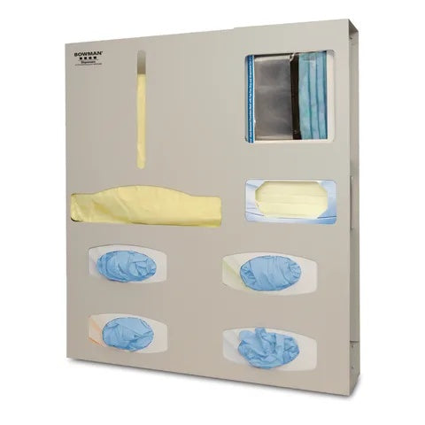 Bowman Aluminum Quad Glove Isolation Station • 22.75"W x 4.58"D x 25.63"H