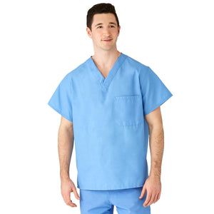 AngelStat Unisex Reversible V-Neck Scrub Top with 1 Pocket, Ceil Blue, Size S, Angelica Color Coding AngelStat Unisex Reversible V-Neck Scrub Top with 1 Pocket, Ceil Blue, Size S, Angelica Color Coding