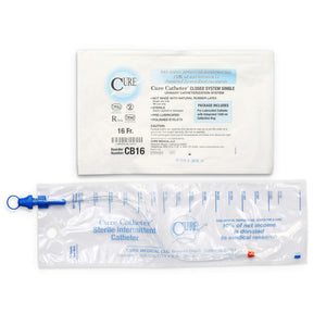 CURE CLOSED SYSTEM SINGLE STRAIGHT TIP PRE-LUBRICATED CATHETER 16 FR CURE CLOSED SYSTEM SINGLE STRAIGHT TIP PRE-LUBRICATED CATHETER 16 FR