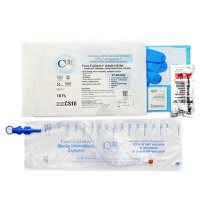 CURE CLOSED SYSTEM KIT WITH ACCESSORIES STRAIGHT TIP PRE-LUBRICATED CATHETER 16 FR CURE CLOSED SYSTEM KIT WITH ACCESSORIES STRAIGHT TIP PRE-LUBRICATED CATHETER 16 FR