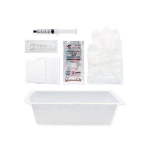 TRUADVANCE FOLEY INSERTION TRAY, 800 ML PEEL-LID TRAY, 30 ML PRE-FILLED STERILE WATER SYRINGE, (3) PVP PRE-SATURATED SWABSTICKS, UNDERPAD, FENESTRATED DRAPE, 5 G PACKET OF LUBRICANT, AND 1 PR. LARGE VINYL GLOVES TRUADVANCE FOLEY INSERTION TRAY, 800 ML PEEL-LID TRAY, 30 ML PRE-FILLED STERILE WATER SYRINGE, (3) PVP PRE-SATURATED SWABSTICKS, UNDERPAD, FENESTRATED DRAPE, 5 G PACKET OF LUBRICANT, AND 1 PR. LARGE VINYL GLOVES