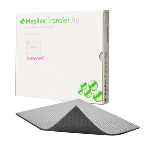 MOLNLYCKE MEPILEX AG ANTIMICROBIAL SOFT SILICONE EXUDATE TRANSFER DRESSING, 4" X 5", STERILE MOLNLYCKE MEPILEX AG ANTIMICROBIAL SOFT SILICONE EXUDATE TRANSFER DRESSING, 4" X 5", STERILE