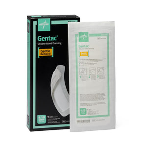 Silicone Adhesive Island Wound Dressing, 4" x 10", 2" x 8" Pad Size Silicone Adhesive Island Wound Dressing, 4" x 10", 2" x 8" Pad Size