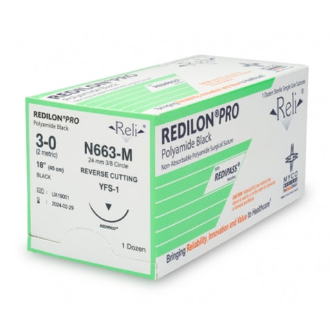 Suture 3-0 Nylon Redilon Pro Black YFS-1 18 in.