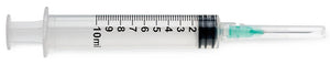 Health Care Logistics Luer-Lock Syringe with 21G x 1" Hypodermic Needle, 10 mL Health Care Logistics Luer-Lock Syringe with 21G x 1" Hypodermic Needle, 10 mL