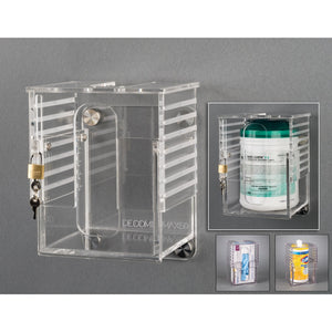 Deco Universal Wipe Cannister Holder-Adjustable, Lockable (SSCAP4, padlock) Deco Universal Wipe Cannister Holder-Adjustable, Lockable (SSCAP4, padlock)