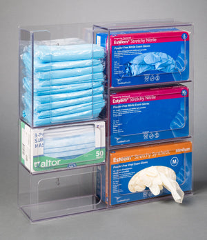 PPE Station 2-Gown, Masks, Glove Box Holder (Wall Mount) PPE Station 2-Gown, Masks, Glove Box Holder (Wall Mount)