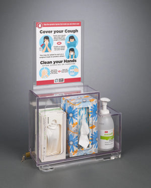 Theft Deterrent/Locking Respiratory Hygiene Station G (CT Base, DCL Sign, RHS CT Kit, Padlock) Theft Deterrent/Locking Respiratory Hygiene Station G (CT Base, DCL Sign, RHS CT Kit, Padlock)