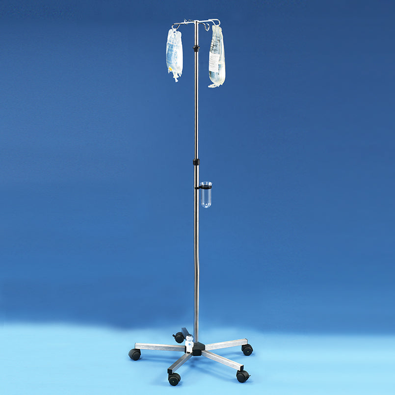 Health Care Logistics Stainless Steel IV Pole with Spring-Loaded Adjuster