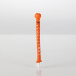 Health Care Logistics Oral Dispensers with Tip Caps, 1mL, Amber/White Markings Health Care Logistics Oral Dispensers with Tip Caps, 1mL, Amber/White Markings