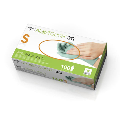 For California Only, Aloetouch 3G Powder-Free Stretch Vinyl Exam Gloves, Size S