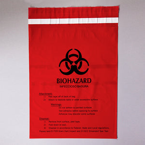 Health Care Logistics Stick-On Biohazard Bags, Large, 12 x 14 Health Care Logistics Stick-On Biohazard Bags, Large, 12 x 14
