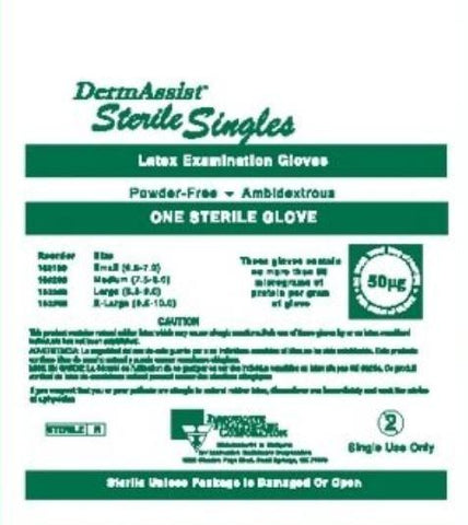 Powder-Free Latex Exam Gloves, Sterile Singles, Size L