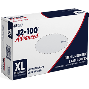 J2-100 Advanced Nitrile Examination Gloves (Chemo Rated) – Box of 100