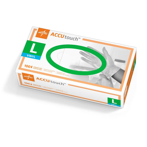 Accutouch Synthetic Powder-Free Clear Vinyl Exam Gloves, Size L