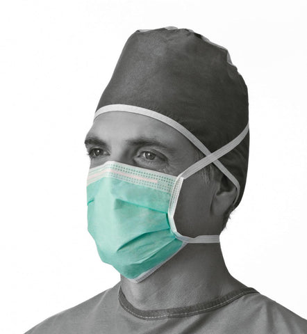 Surgical Face Mask with Ties and Adhesive Anti-Fog Strip, Green