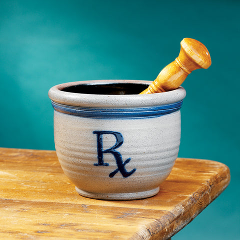 Salt Glazed Mortar with Wood Pestle