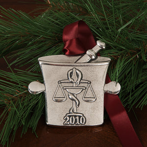 Health Care Logistics Pewter Mortar and Pestle Ornament - 2010 Health Care Logistics Pewter Mortar and Pestle Ornament - 2010