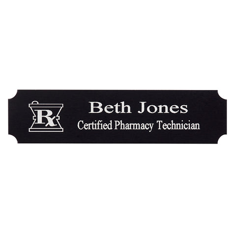 Personalized Mortar and Pestle Black/Silver Namebadge