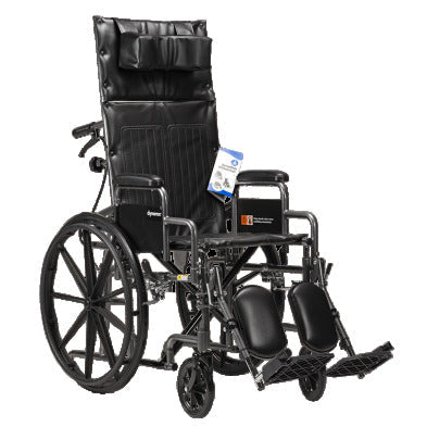 DynaRide Reclining Wheelchair - 22" x 18" w/ Detach Desk Arm, Silver Vein