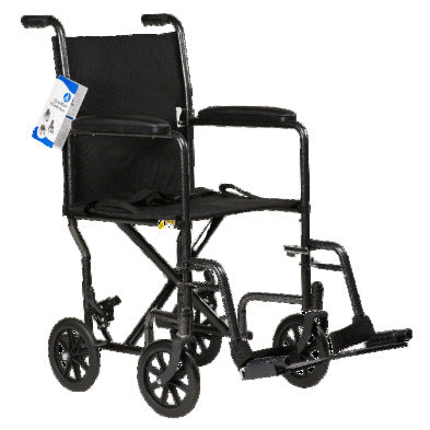 DynaRide Transport Wheelchair - 19" x 16" w/ Fixed Full Arm, Silver Vein