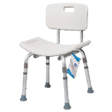 Deluxe Shower Chair w/ Back, White, 1pc/bx