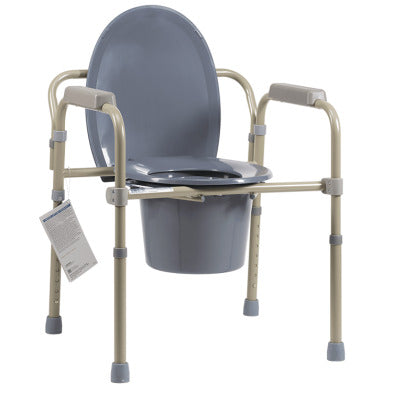 Elongated Folding Bedside Commode, Steel, 1pc/bx
