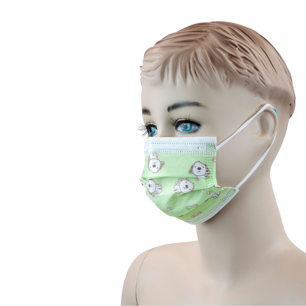 Child Face Mask, Dog Print / Yellow Background