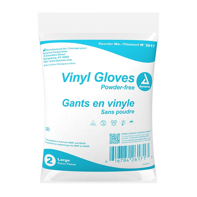 Vinyl Exam Gloves In A Bag, Large, Powder-Free, Clear
