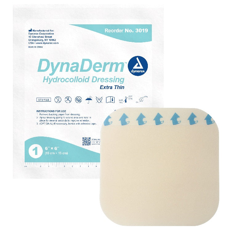 DynaDerm - Hydrocolloid Dressing - Extra Thin, 6" x 6"