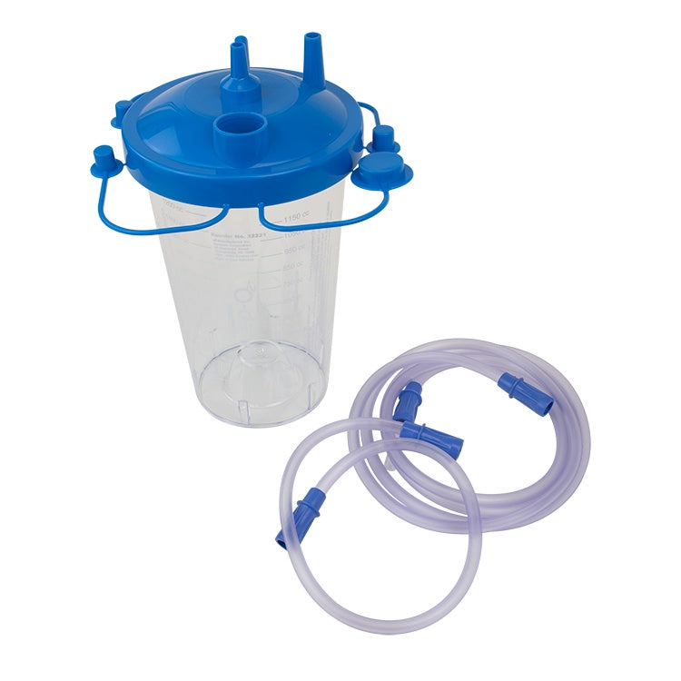 Disposable Suction Canister w/ Float Valve Shutoff, 1200 cc, 3/16" X 6' & 3/16" X, 30/cs