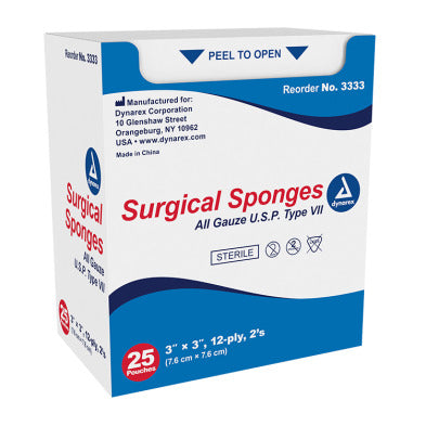 Surgical Gauze Sponge - Sterile 2's, 3" x 3" 12 Ply