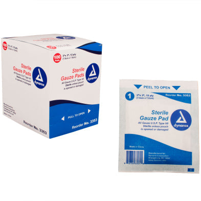 Gauze Pad - Sterile 1's, 3" x 3" 12 Ply
